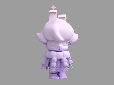 Purple Cartoon Doll With Unique Hairstyle Small House Top And Cross Design 3d model