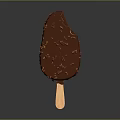 Artistic Chocolate Ice Cream Bar Sculpture Carving With Crumbled Toppings And Wooden Stick