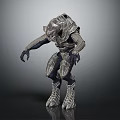 Armored Sci Fi Creature Character With Detailed Metallic Exoskeleton And Menacing Stance