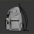 Stylish White Backpack With Black Straps Zipper Details And Minimalist Design