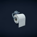 White Textured Toilet Paper Roll Mounted On Chrome Metal Holder Accessory