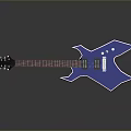 Blue Electric Guitar With Unique Sharp Shape And Red Black Neck For Daily Use