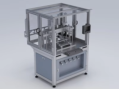 Automated Industrial Equipment Featuring Transparent Enclosure Metal Frame And Control Panel Base 3d model