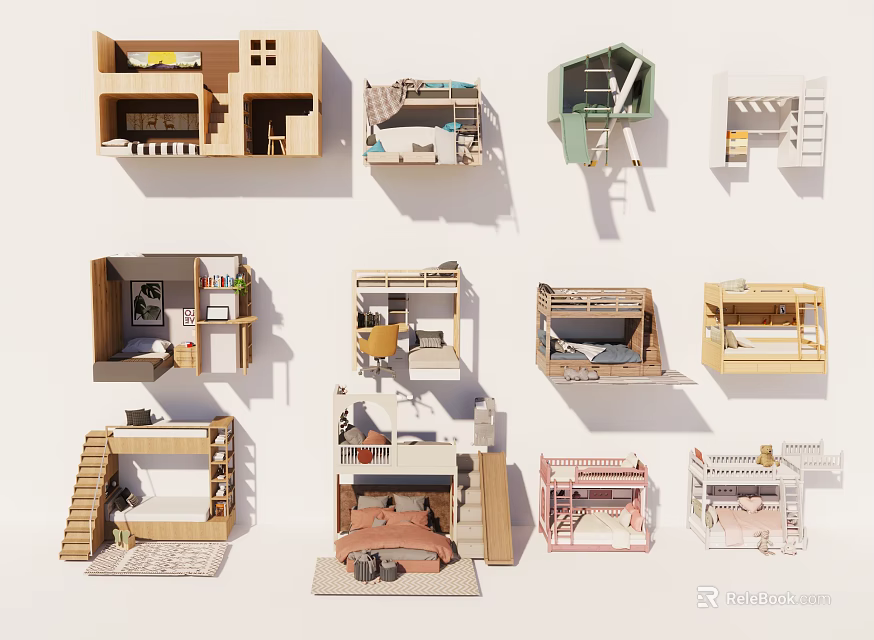 Modern Bunk Bed Designs For Interior With Various Styles And Space Saving Features 3d model