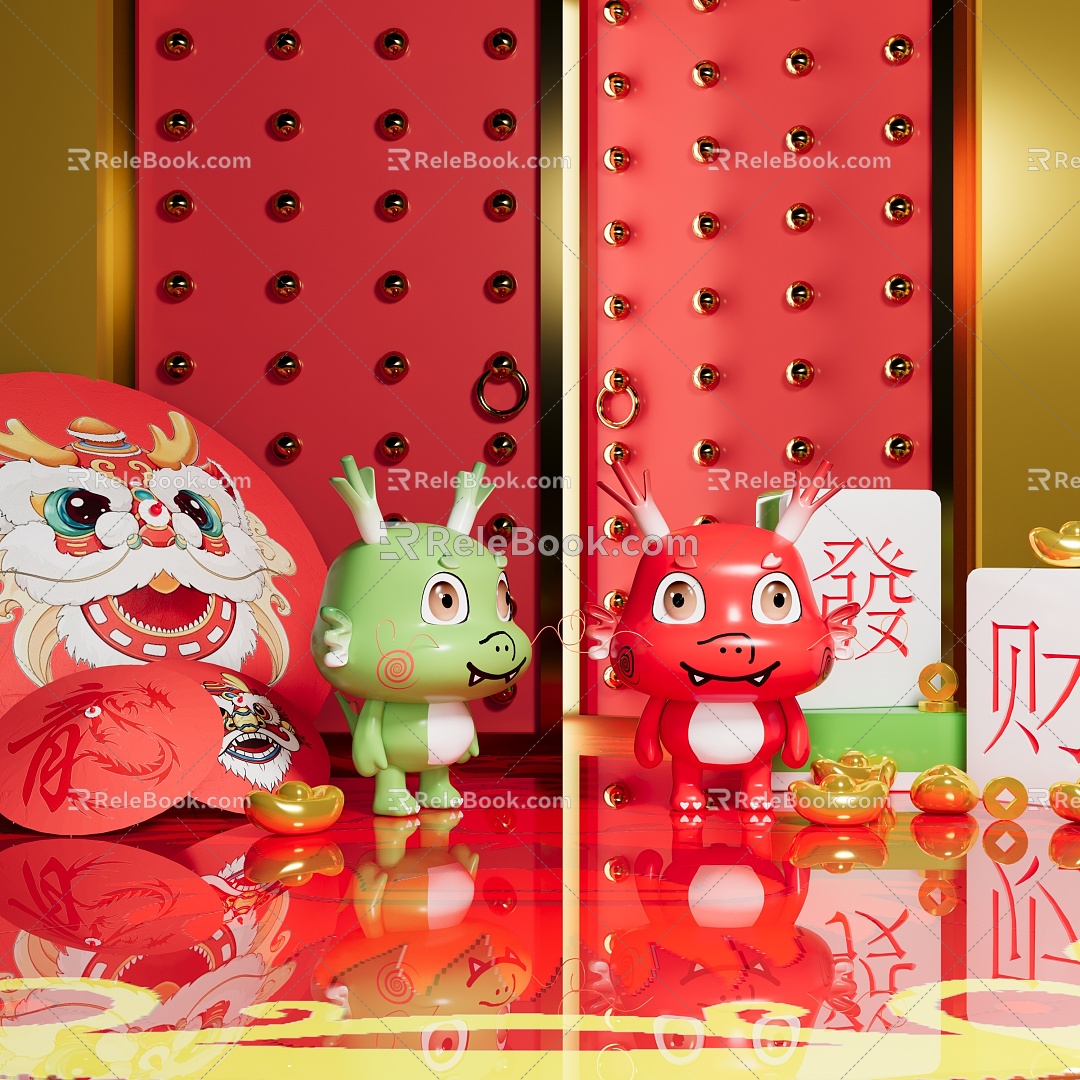 New Year Dragon Year Cartoon Chinese Chinese Chinese Dragon IP Card 3d model