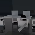 Modern Tea Table And Chairs Interior With Sleek Metal Frame Stone Decor And Geometric Design