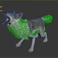 Mythical Fantasy Wolf Character With Pink Fur Roaring In Standing Posture