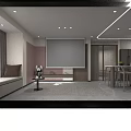 Modern Cozy Open Plan Living And Dining Room Interior With Comfortable Sofa And Breakfast Bar