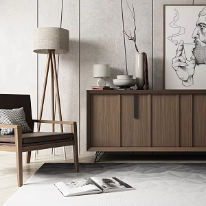 Nordic Entrance Cabinet Chair Side Cabinet Combination 3d model