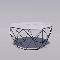 Modern Coffee Table With White Marble Top And Black Geometric Frame Structure 3d model