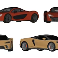 Red And Gold Luxury Sports Cars With Sleek Exterior Design And Modern Styling