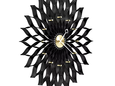Black Decorative Wall Clock With Unique Spiral Petal Design And Metallic Accents Modern Home Decor 3d model