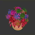 Red Flowers Arrangement In Pink Vase With Vibrant Petals And Shiny Reflections