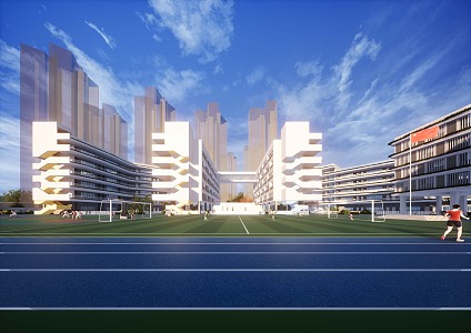 Modern schools, primary and secondary schools, nine-year system, school architecture, campus landscape, campus playground, atrium landscape 3d model