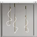 Modern Pendant Lights With Golden Metal Rods And Curved White Light Design