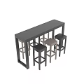 Modern Table and Chair Set with Black Frame and Beige Stools for Home Dining Area