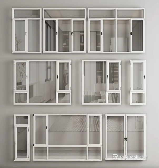 White Casement Windows Variations For Home 3d model 