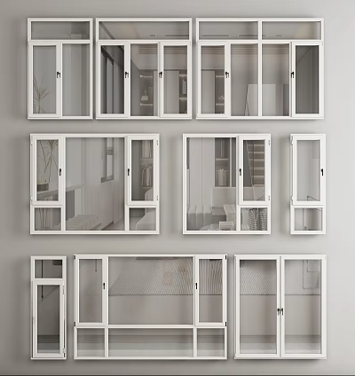 White Casement Windows Variations For Home 3d model