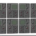 Tiny Mix Audio Control Panels With Green Screens Knobs And Buttons Arranged In Rows 3d model