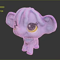 Cute Purple Elephant Toy with Blue Hair Dots on Ears Big Eyes and Pink Feet