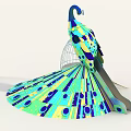 Colorful Peacock Shaped Garden Ornament With Vibrant Circular Patterns And Spread Tail