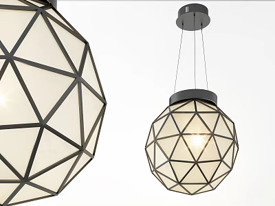 Modern Geometric Pendant Lights With Black Frame And White Shade 3d model