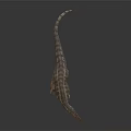 Realistic Prehistoric Dinosaur With Open Mouth Striped Body And Red Head Markings