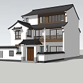 Traditional Chinese Detached Villa With Classic Roof Balcony And White Exterior Design