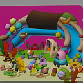 Colorful Indoor Kids Playroom With Slide Balloons Castle And Toys