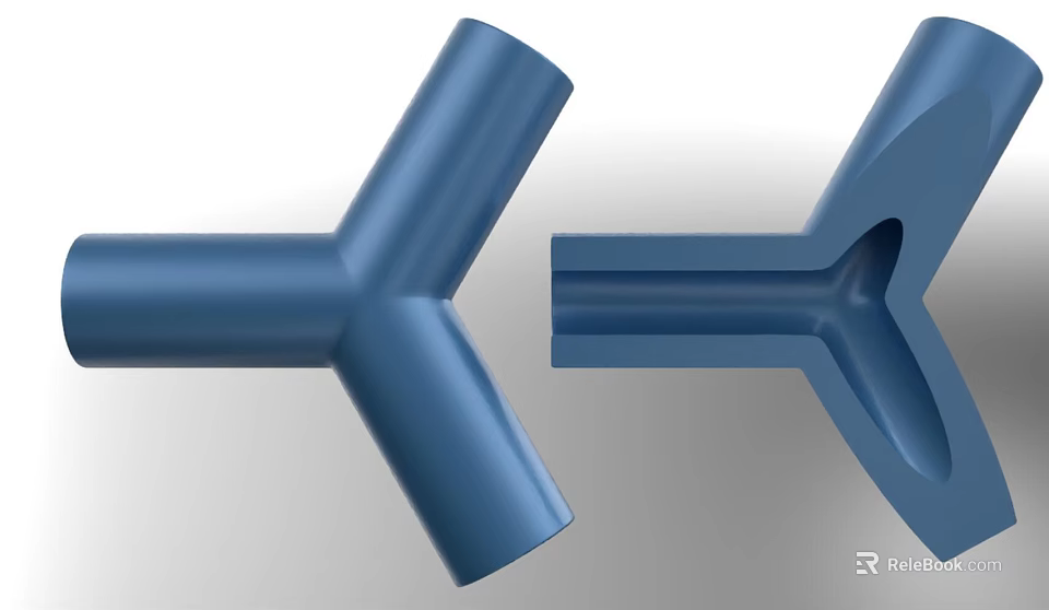 Blue Three Way Pipe Fittings With Two Different Structures For Industrial Use 3d model 
