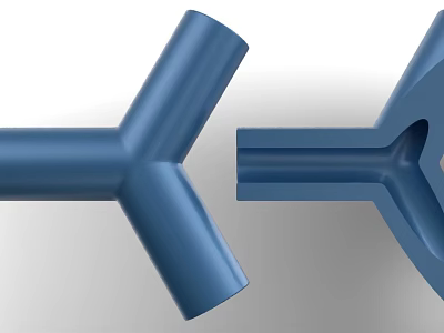 Blue Three Way Pipe Fittings With Two Different Structures For Industrial Use 3d model