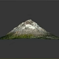 3D Terrain Model Featuring Mountain Peak With Green Vegetation And White Snowy Top