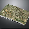 Detailed 3D Mountainous Terrain Model With Lush Green Vegetation And Deep Valleys