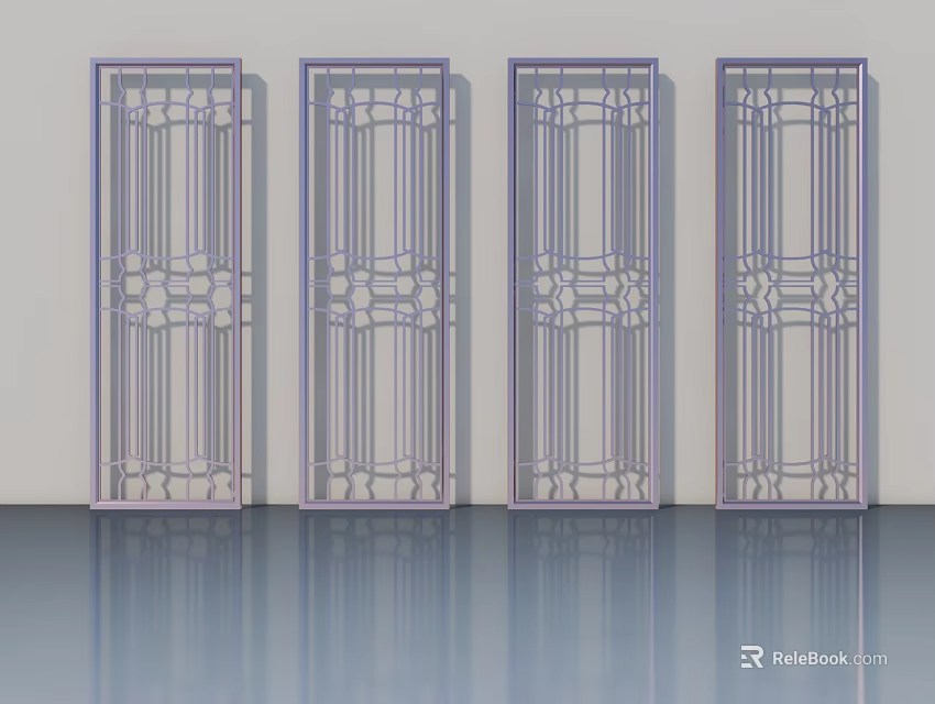 Decorative Swing Doors With Intricate Geometric Patterns For Modern Home Interior Design 3d model