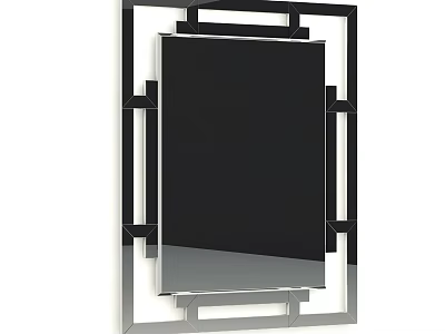 Modern Geometric Frame Mirror With Black And Silver Metal Square Design 3d model