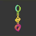Golden Daily Necessities Pendant With Ring Diamond Shape LOVE Lettering And Heart Charm