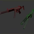 Two Modern Black Submachine Guns with Different Barrel and Stock Designs 3d model