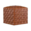 Handwoven Brown Leather Stool With Classic Grid Pattern For Modern Indoor Seating Decor 3d model