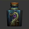 Unique Decorative Bottle With Orange Lid Colorful Body And Octopus Tentacle Design