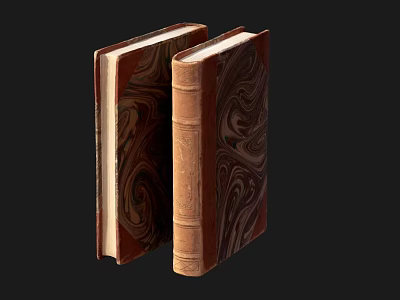 Vintage Leather Bound Books With Intricate Marbled Covers And Classic Design 3d model
