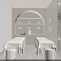 Modern Luxury Cream Tone Beauty Salon Reception Area With Cozy Seats And Elegant Lighting