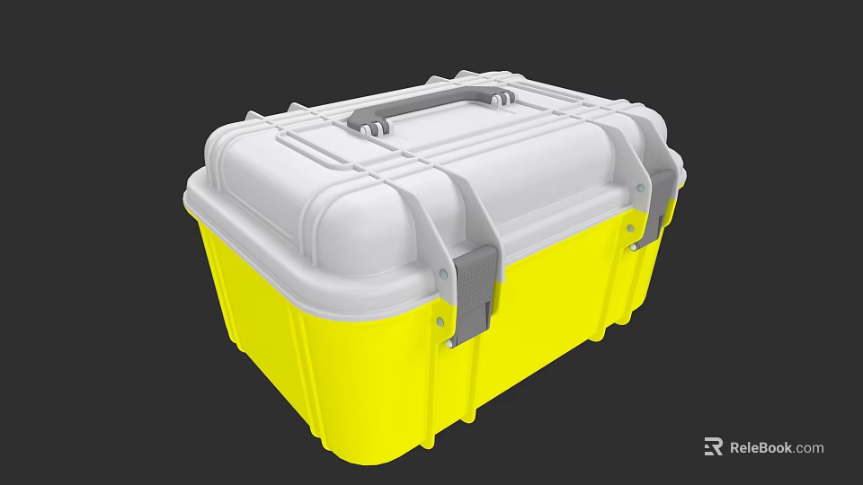 Durable Yellow And White Hardware Toolbox With Secure Latches And Handle 3d model 