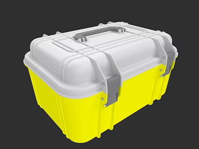 Durable Yellow And White Hardware Toolbox With Secure Latches And Handle 3d model