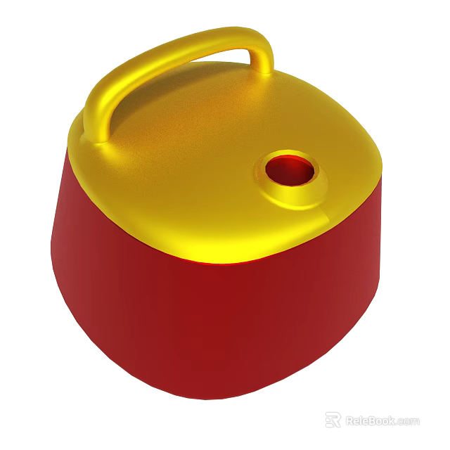 Red Kettle With Golden Lid Handle And Top Opening Design 3d model 