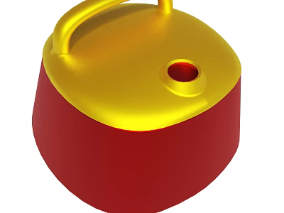 Red Kettle With Golden Lid Handle And Top Opening Design 3d model