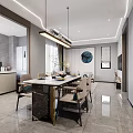 Modern Living Dining Room Design With Sofa Coffee Table TV Artwork And Floor to Ceiling Windows