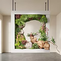 Indoor Landscape Wall Art With Moss Green Plants Stones And Wooden Decorations