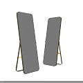 Modern Full Length Floor Mirror With Metal Stand And Rectangular Design 3d model