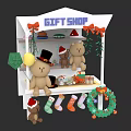 Christmas Themed Ornament Decoration Set with Teddy Bears Stockings Wreaths Gift Boxes in Gift Shop