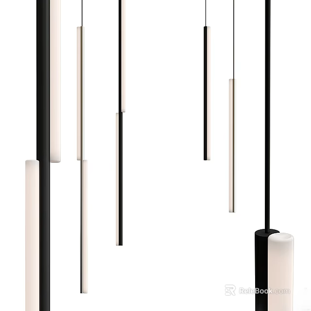 Modern Linear Chandelier With Sleek Black And White Design For Contemporary Interior 3d model 